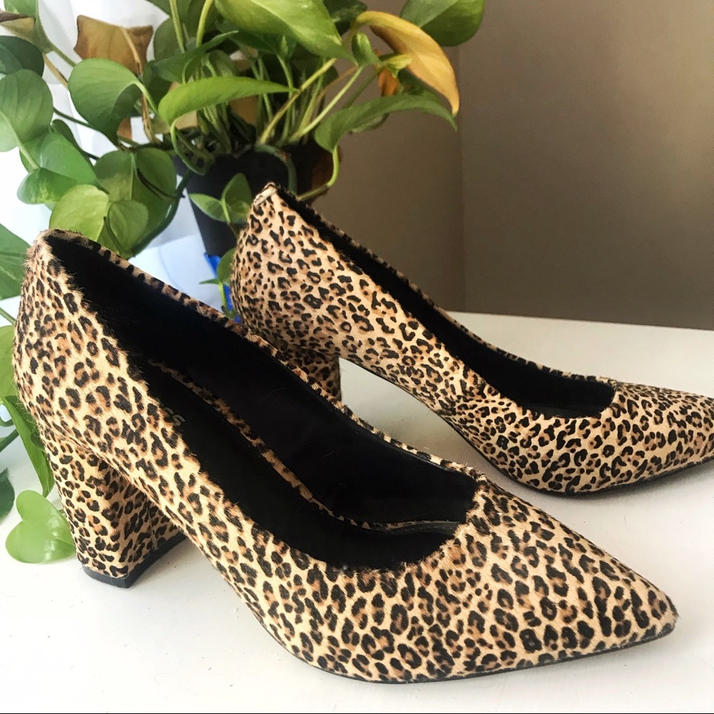 Calf Hair Block Heel Sutton Pumps Leopard